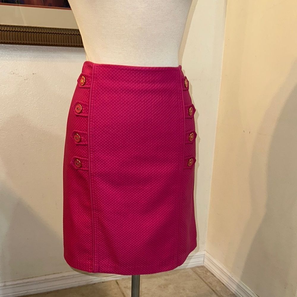 J. McLaughlin Pink Button-Detail Patterned Women's Skirt Size 10
